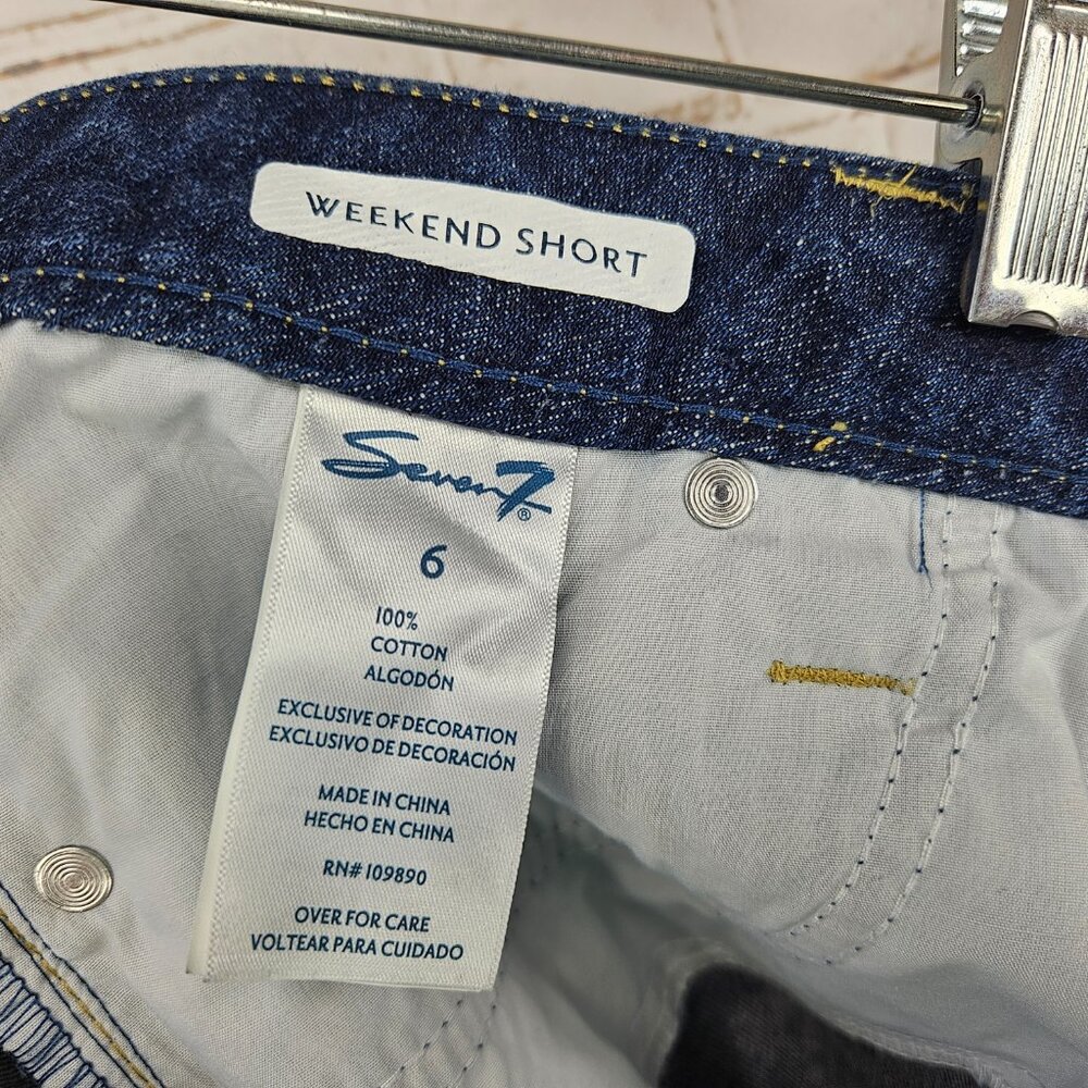 Seven7 Dark Blue Distressed Denim Jean Shorts - Picture 8 of 9